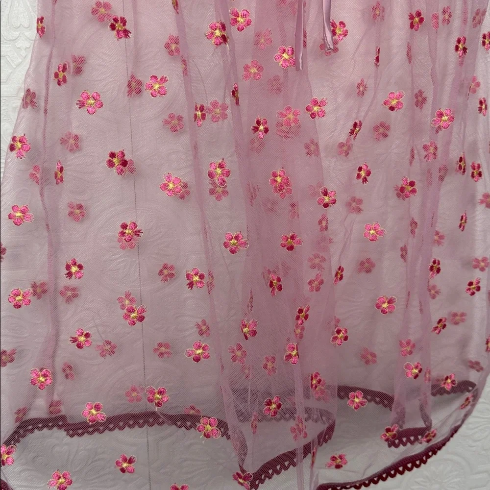 Urban Outfitters Lazy Daisy Sheer‎ Lingerie Tank Pink mini Dress Flowers Small